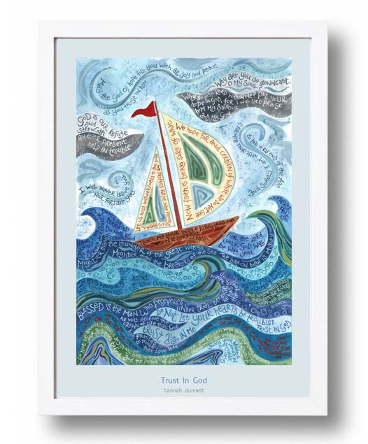 Hannah Dunnett Trust in God A3 Poster white frame