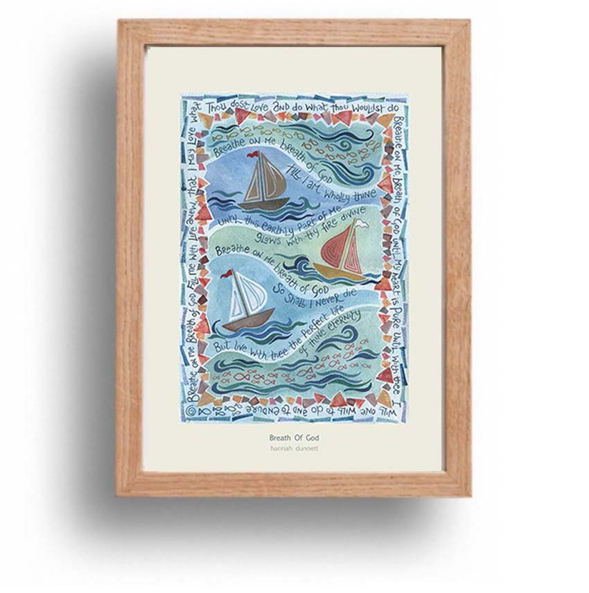 Hannah Dunnett Breath Of God A4 poster oak framed