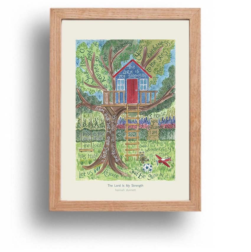 Hannah Dunnett The Lord is my strength A4 poster oak framed