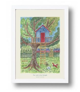 Hannah Dunnett The Lord is my strength A4 poster white framed