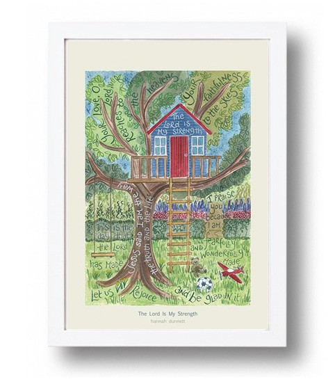 Hannah Dunnett The Lord is my strength A4 poster white framed