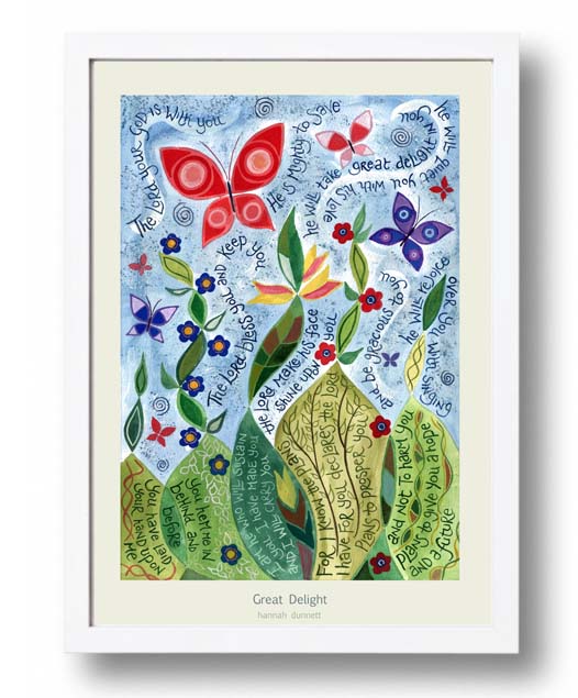 Hannah Dunnett new Great Delight A3 Poster white frame finished