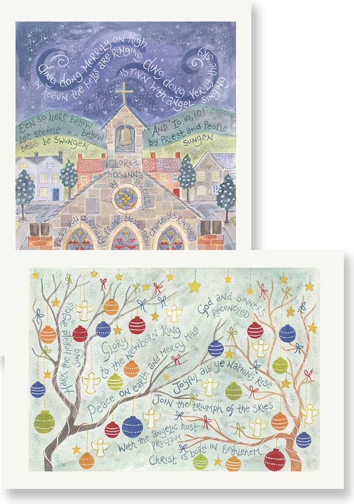 Hannah Dunnett Ding Dong and Hark the Herald Christmas card pack