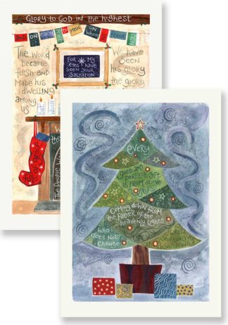 Hannah Dunnett Glory to God and Christmas Tree Christmas card pack