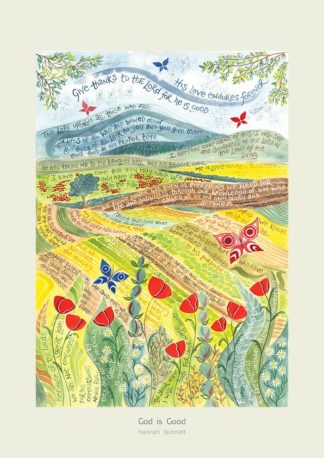 Hannah Dunnett God is Good greetings card pale border