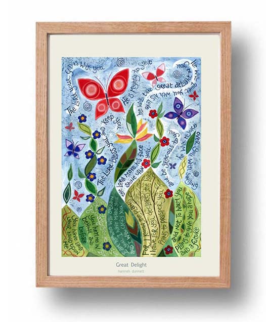 Hannah Dunnett Great Delight A3 Poster framed oak