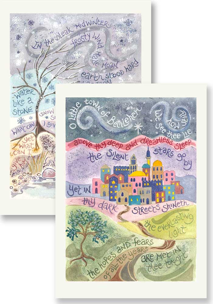 Hannah Dunnett In the Bleak and O Little Town Christmas card pack