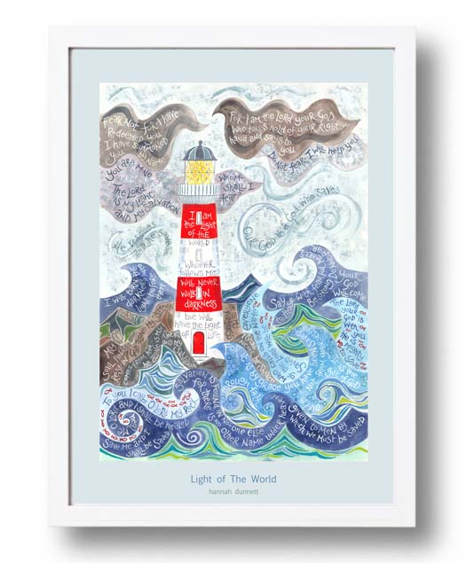 Hannah Dunnett Light of the world A3 Poster white frame
