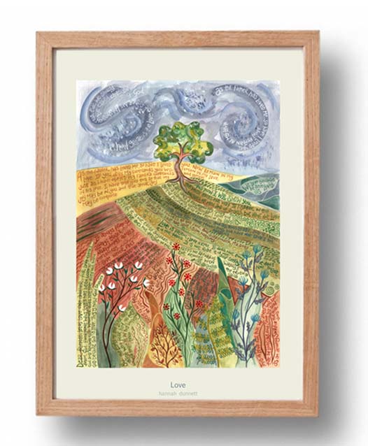 Hannah Dunnett Love A3 Poster oak frame