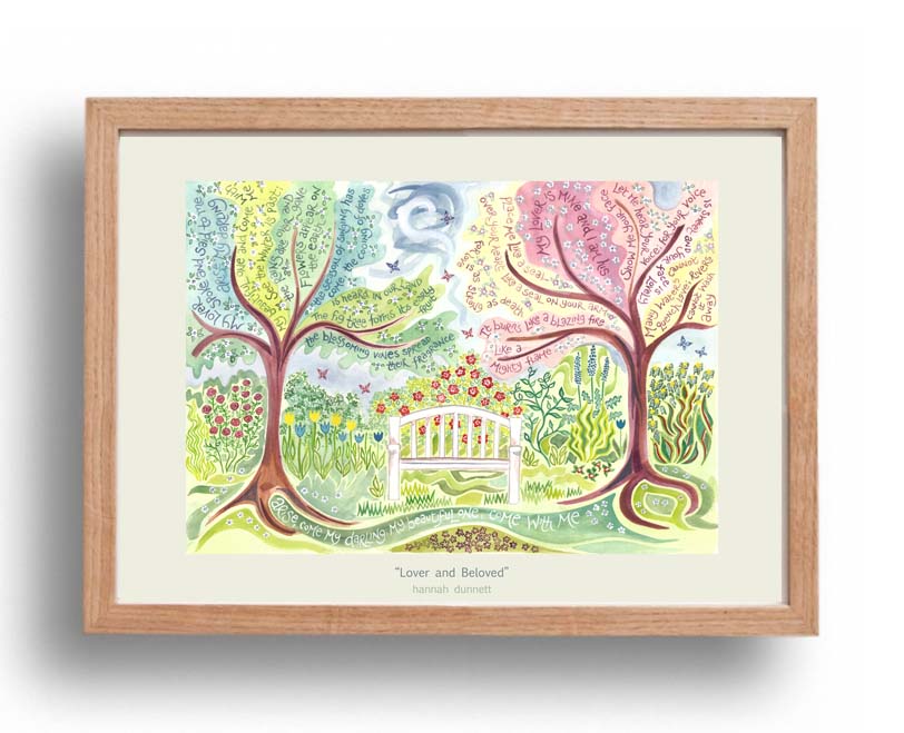 Hannah Dunnett Lover and Beloved A3 Poster oak frame