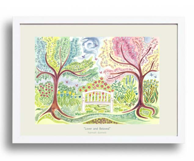Hannah Dunnett Lover and Beloved A3 Poster white frame
