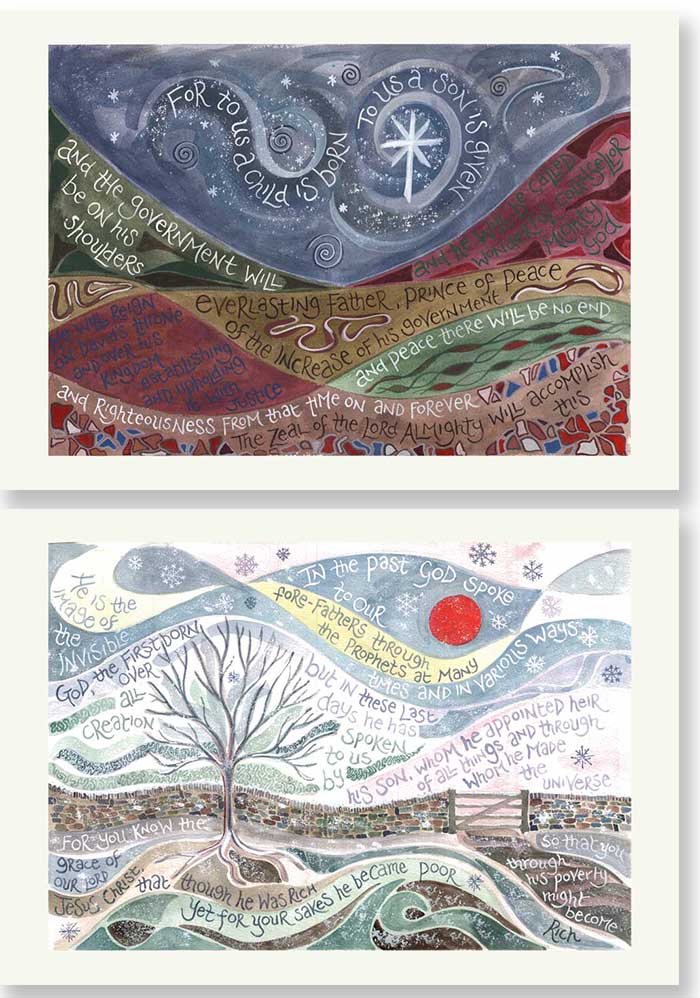 Hannah Dunnett Night Sky and Winter Sun Christmas card pack