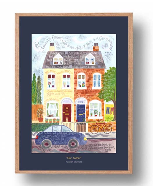 Hannah Dunnett Our Father A3 Poster oak frame