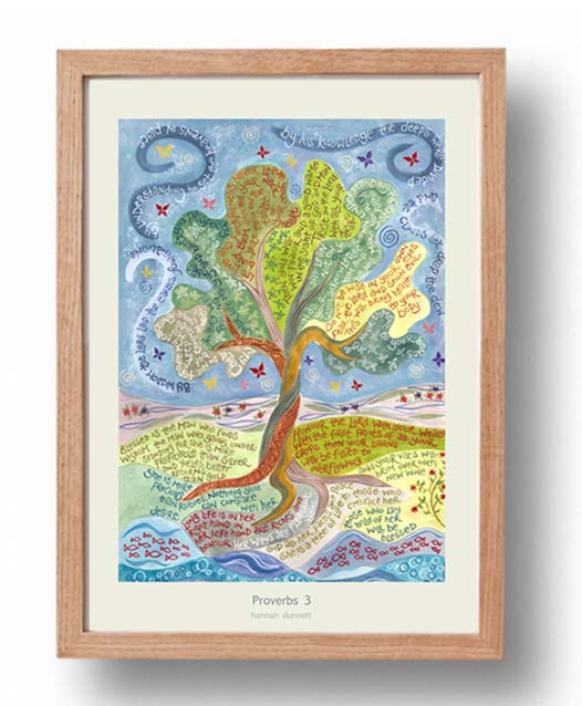 Hannah Dunnett Proverbs 3 A3 Poster oak frame