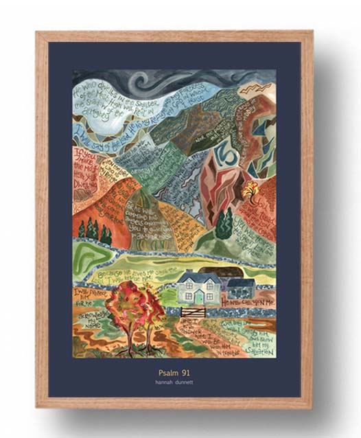 Hannah Dunnett Psalm 91 A3 Poster oak frame