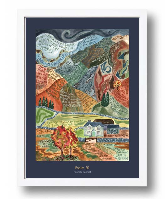 Hannah Dunnett Psalm 91 A3 Poster white frame