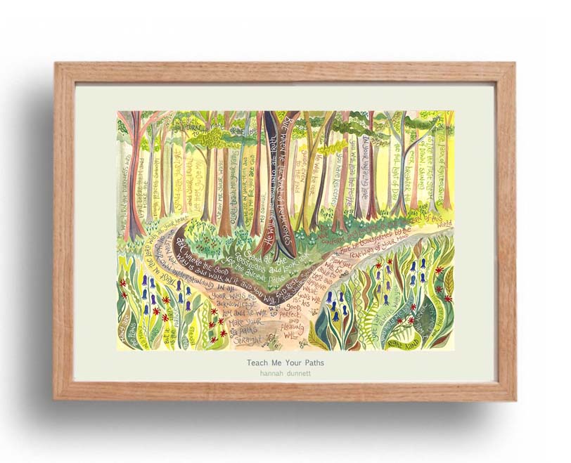 Hannah Dunnett Teach me Your Paths A3 Poster oak frame