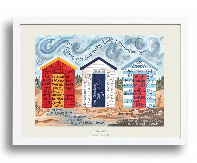 Hannah Dunnett Thank You A3 Poster white frame cream background