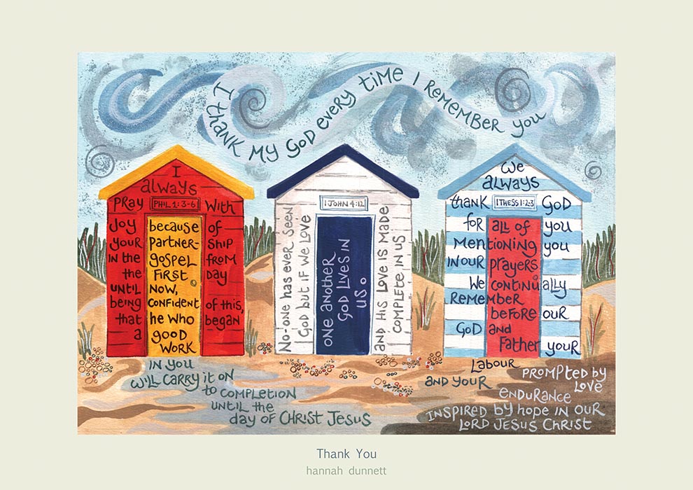 Hannah Dunnett Thank you greetings card pale border