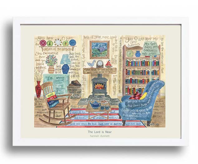 Hannah Dunnett The Lord is Near A3 Poster cream border white frame