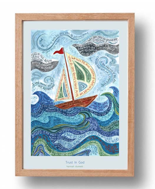 Hannah Dunnett Trust in God A3 Poster oak frame