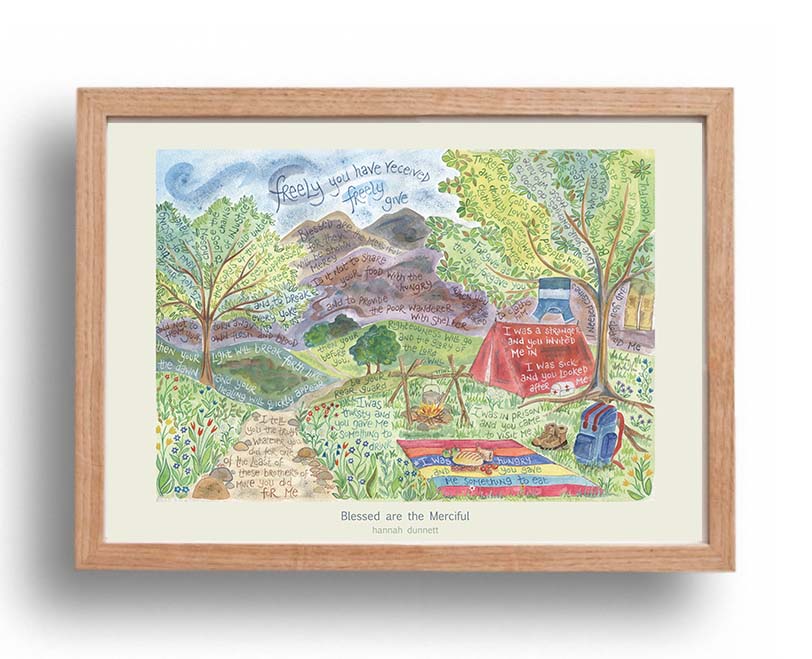 hannah-dunnett-blessed-are-the-merciful-a3-poster-oak-frame