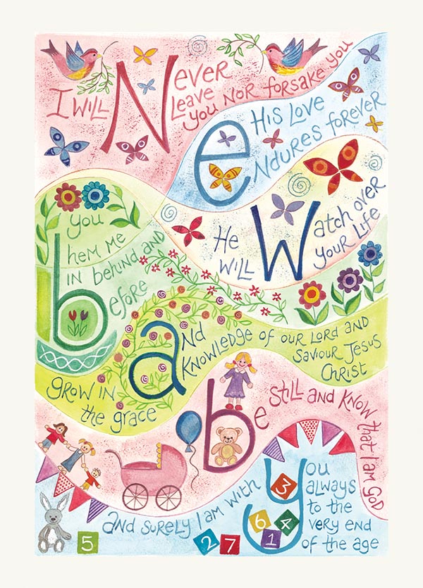 Hannah Dunnett New Baby Pink version greetings card