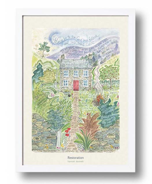 Hannah Dunnett Restoration A3 Poster white frame