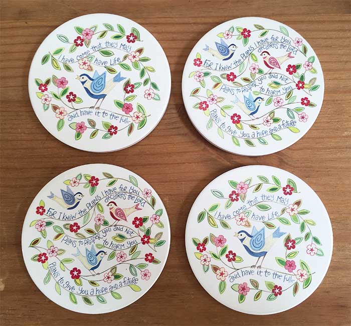 Hannah Dunnet Birds Coasters pack of 4
