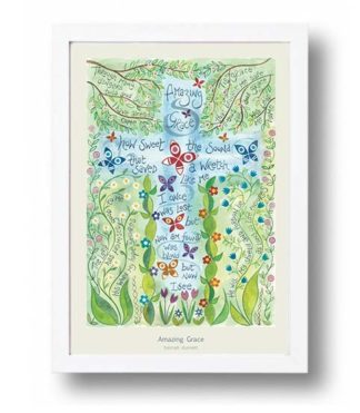 Hannah Dunnett Amazing Grace A4 poster white framed