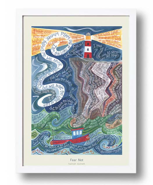 Hannah Dunnett Fear Not A3 Poster white frame