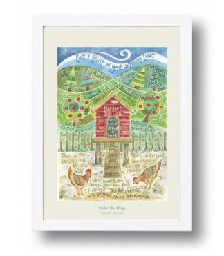 Hannah Dunnett Under His Wings A4 poster white framed