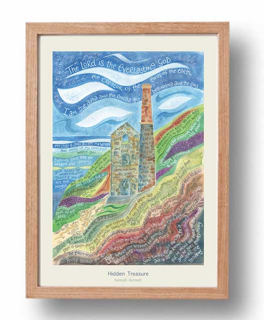 Hannah Dunnett Hidden Treasure A3 Poster oak frame