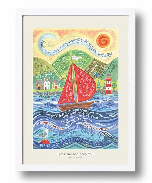 Hannah Dunnett Bless You and Keep You A3 Poster white frame