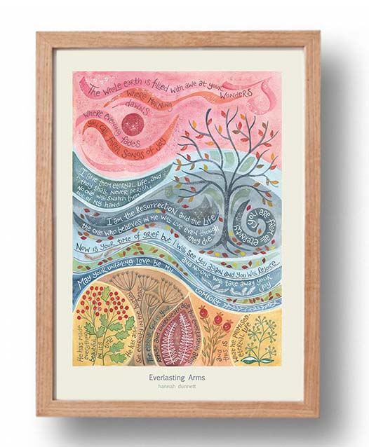 Hannah Dunnett Everlasting Arms A3 Poster oak frame