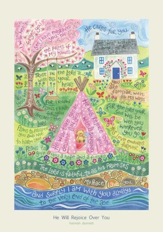Hannah Dunnett He Will Rejoice Over You greetings card and poster