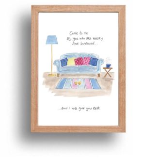 Hannah Dunnett I Will Give You Rest print wood frame