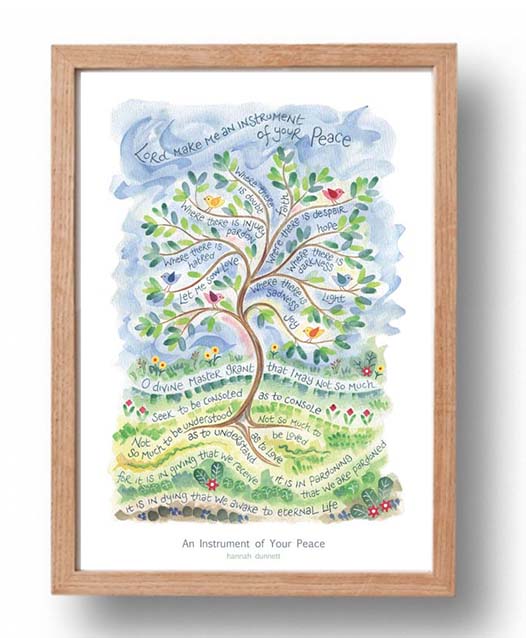 Hannah Dunnett An Instrument of Your Peace A3 Poster oak frame