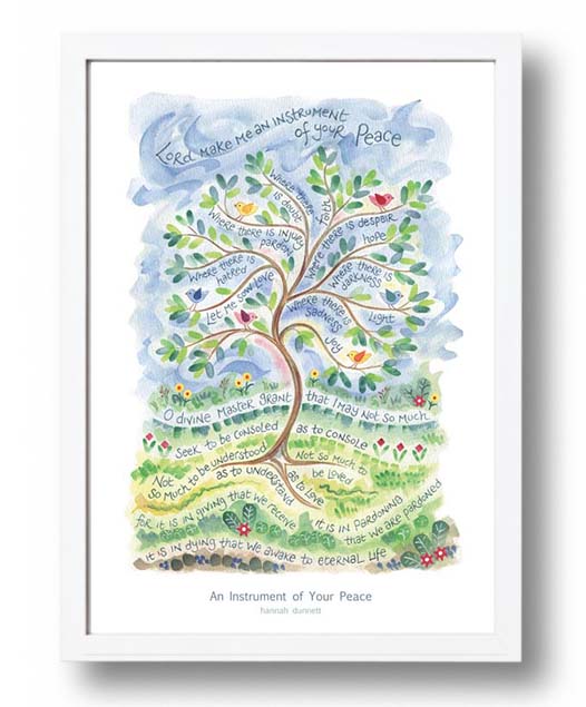 Hannah Dunnett An Instrument of Your Peace A3 Poster white frame
