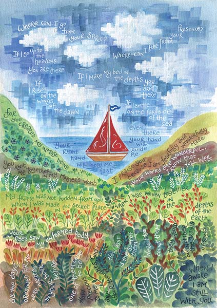 Hannah Dunnett Psalm 139 Boat Image greetings card