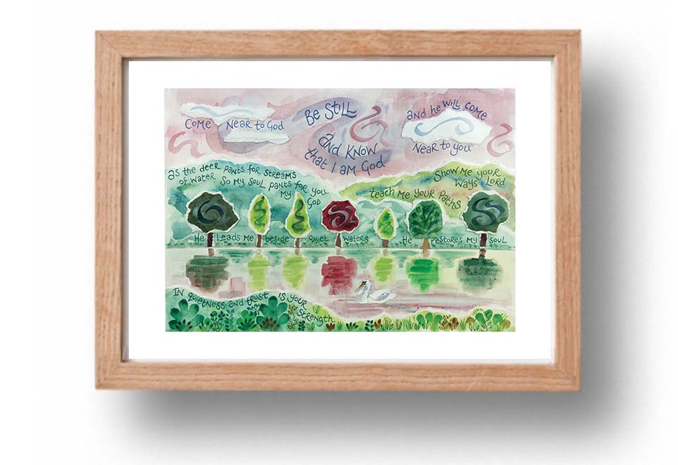 Hannah Dunnett Be Still A4 poster oak framed