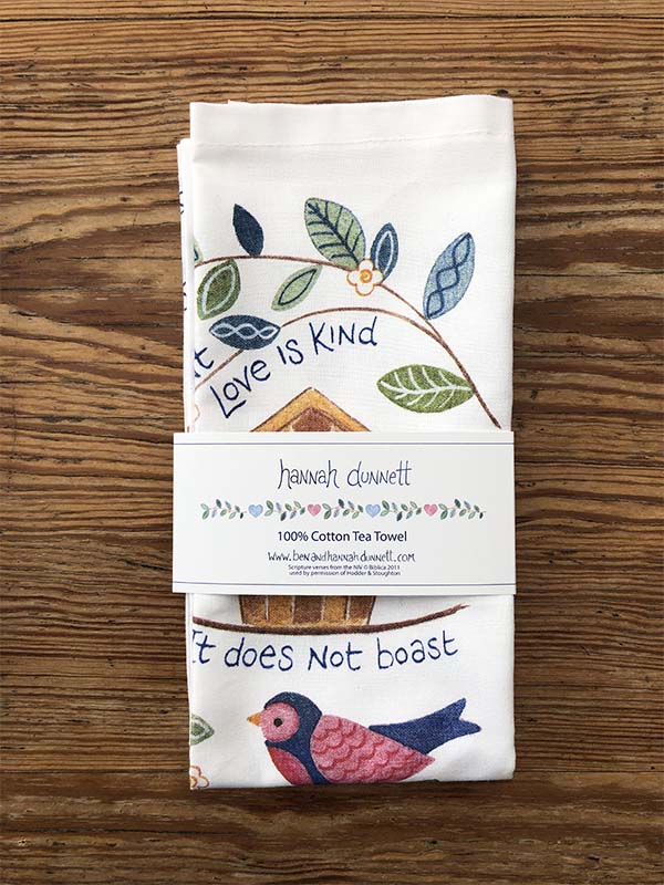 Hannah Dunnett Love is Patient Tea Towel wrapped image