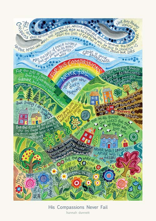Hannah Dunnett His Compassions Never Fail greetings card and poster