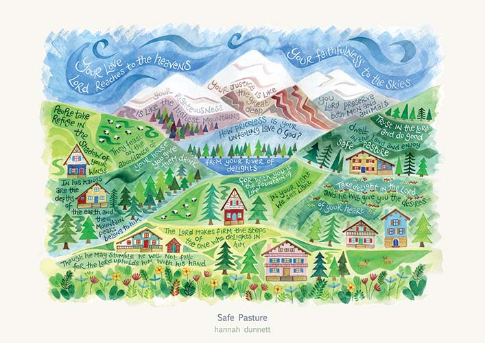 Hannah Dunnett Safe Pasture greetings card and poster