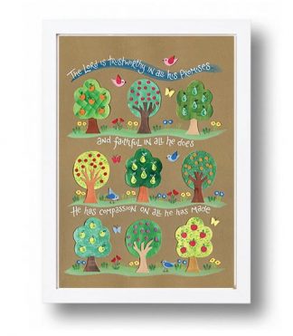 Hannah Dunnett Faithful in All he Does A4 poster white framed