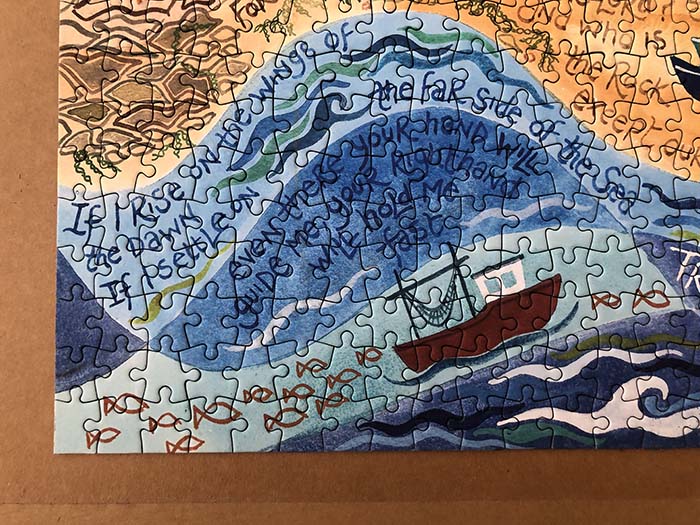 Hannah Dunnett Shout for Joy completed Jigsaw corner close up image