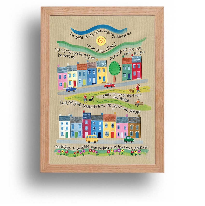 Hannah Dunnett Trust in Him A4 poster oak framed