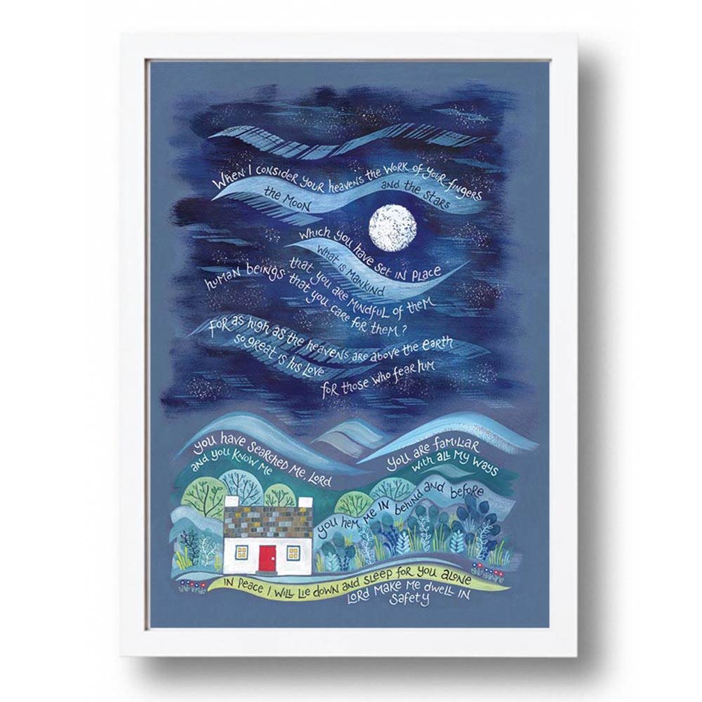 So Great is His Love Christian Art Print in white frame by Hannah Dunnett