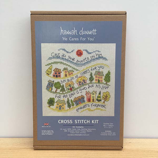 Hannah Dunnett He Cares For You Cross Stitch Kit box image