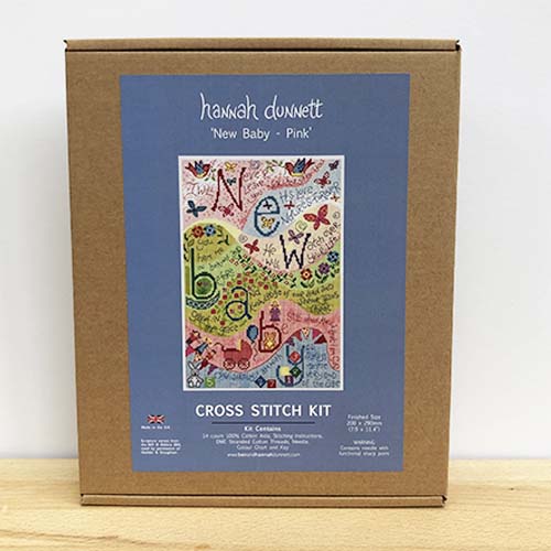 Hannah Dunnett New Baby Pink Cross Stitch Kit box image